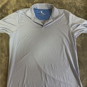 F&G Tech Men’s Golf Polo Shirt – Light Blue Striped Performance Polo